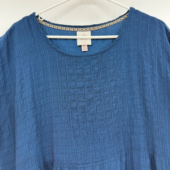 Knox Rose Dress Women XL Blue Tiered Short Length Prairie Peasant Boho Hippie - Picture 3 of 11